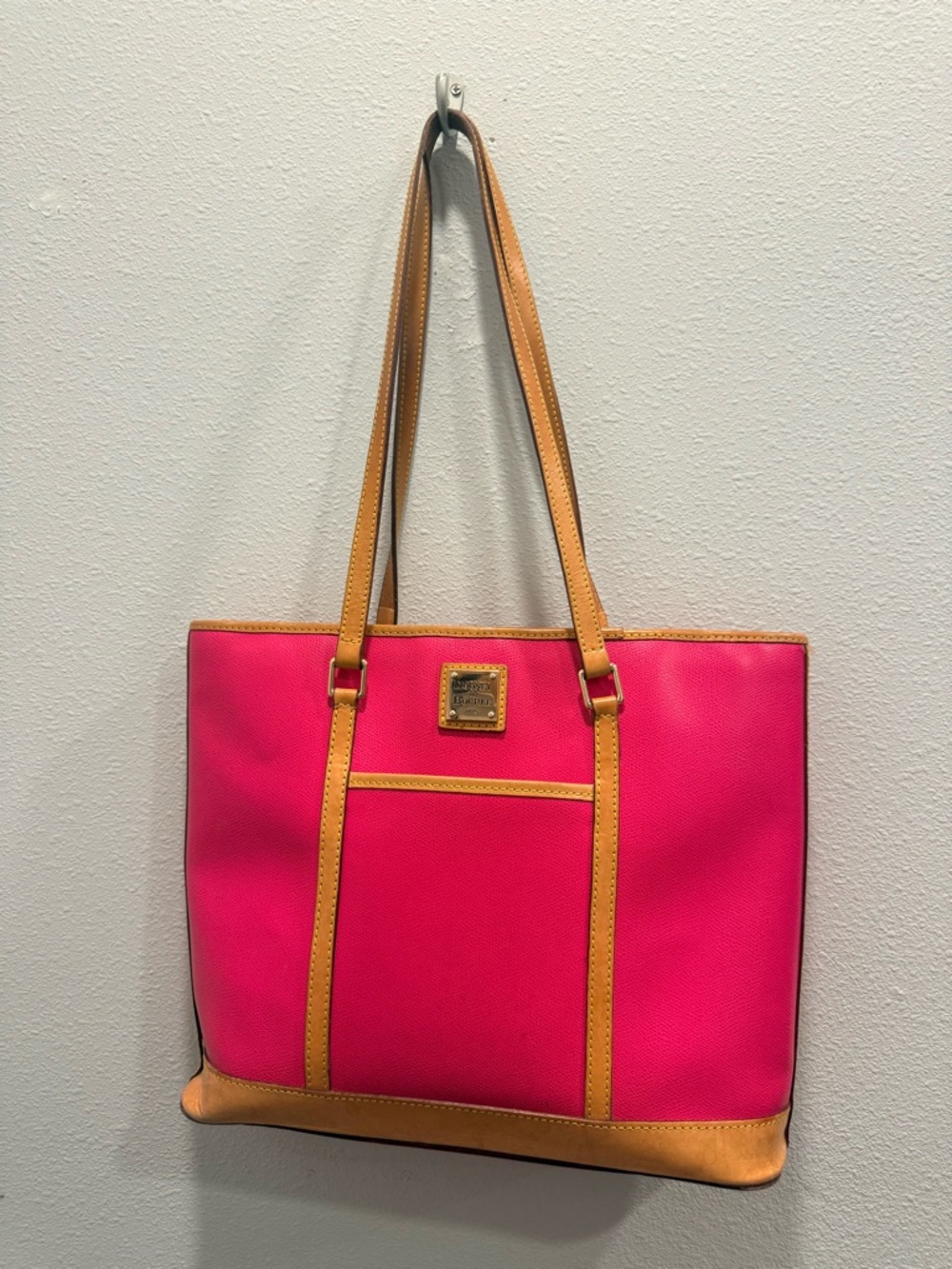 Dooney & Bourke Hot Pink Tote with Tan Trim